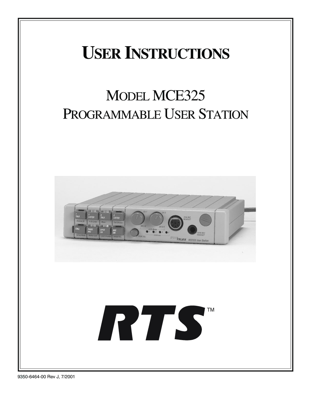 Telex manual Model MCE325 