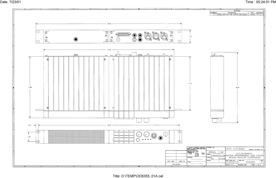 Telex MCE325 manual Title D\TEMP\OD635501A.cal 