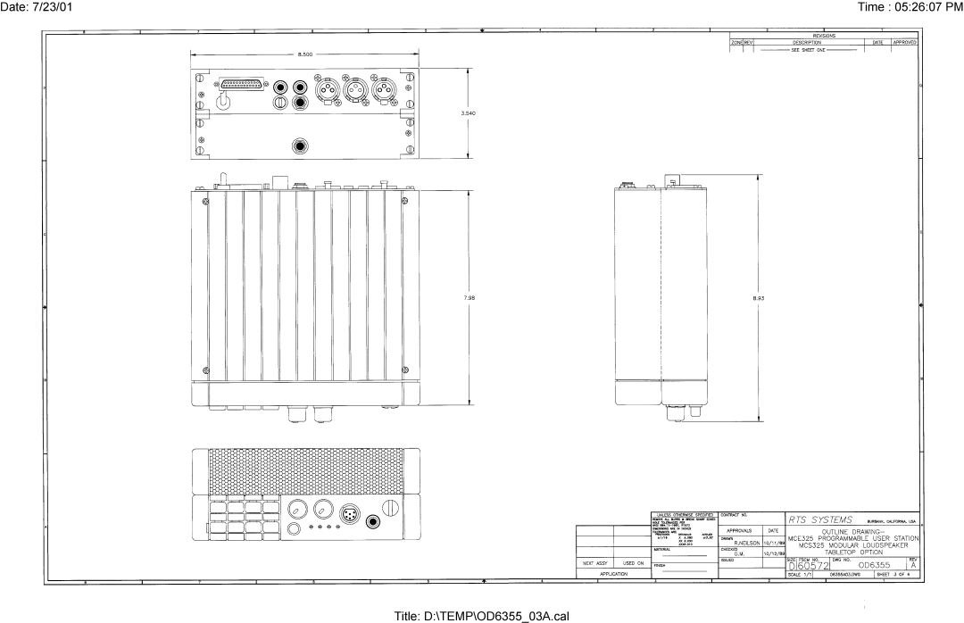 Telex MCE325 manual Title D\TEMP\OD635503A.cal 