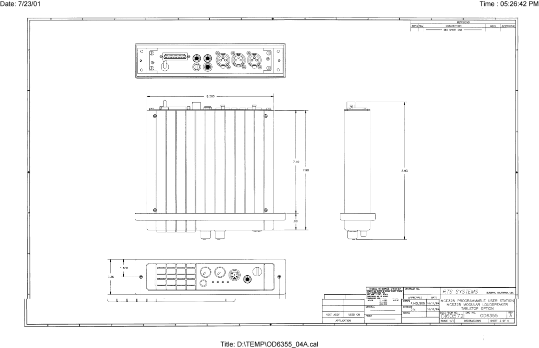 Telex MCE325 manual Title D\TEMP\OD635504A.cal 