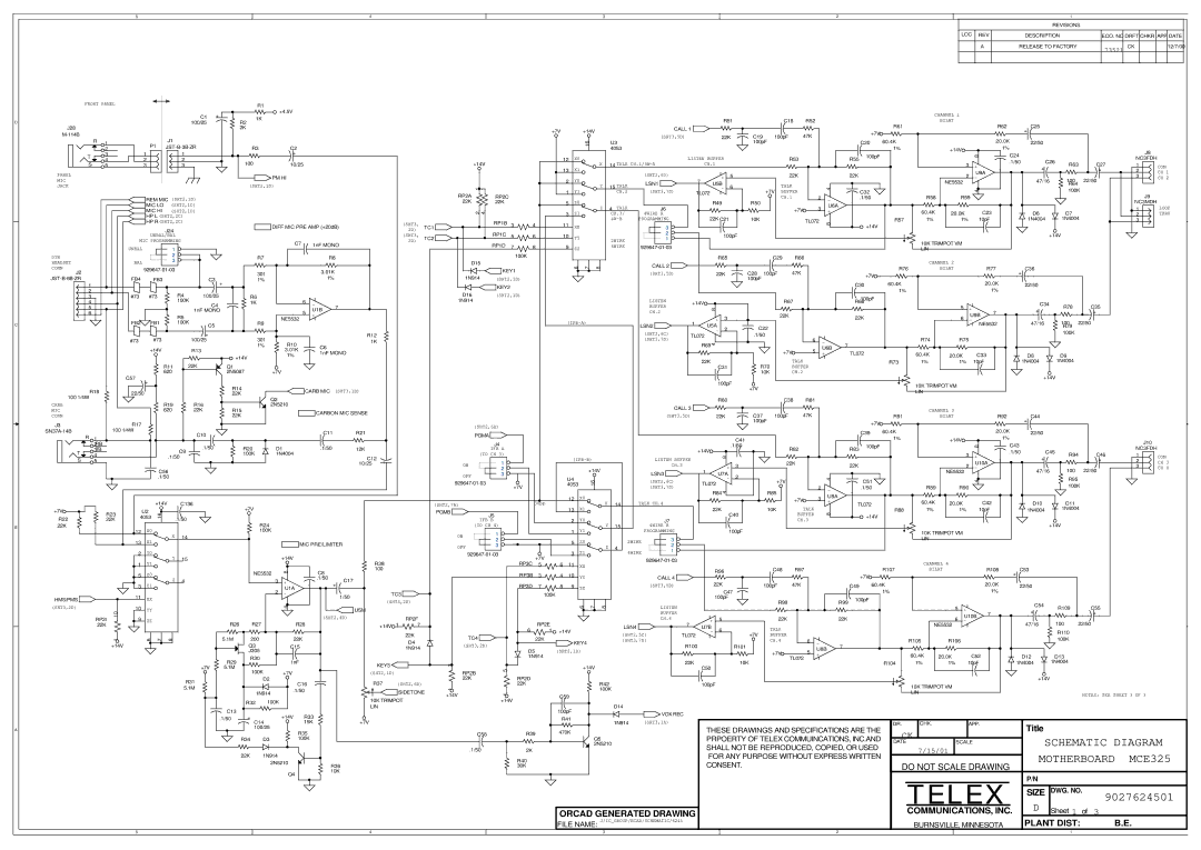 Telex MCE325 manual Telex 