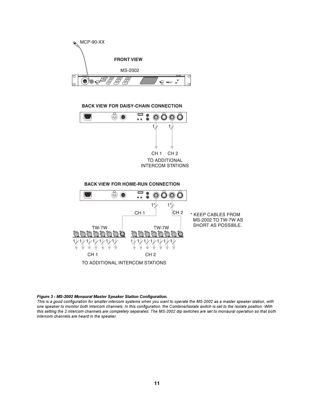 Telex MS2002 manual MS-2002 Monaural Master Speaker Station Configuration 