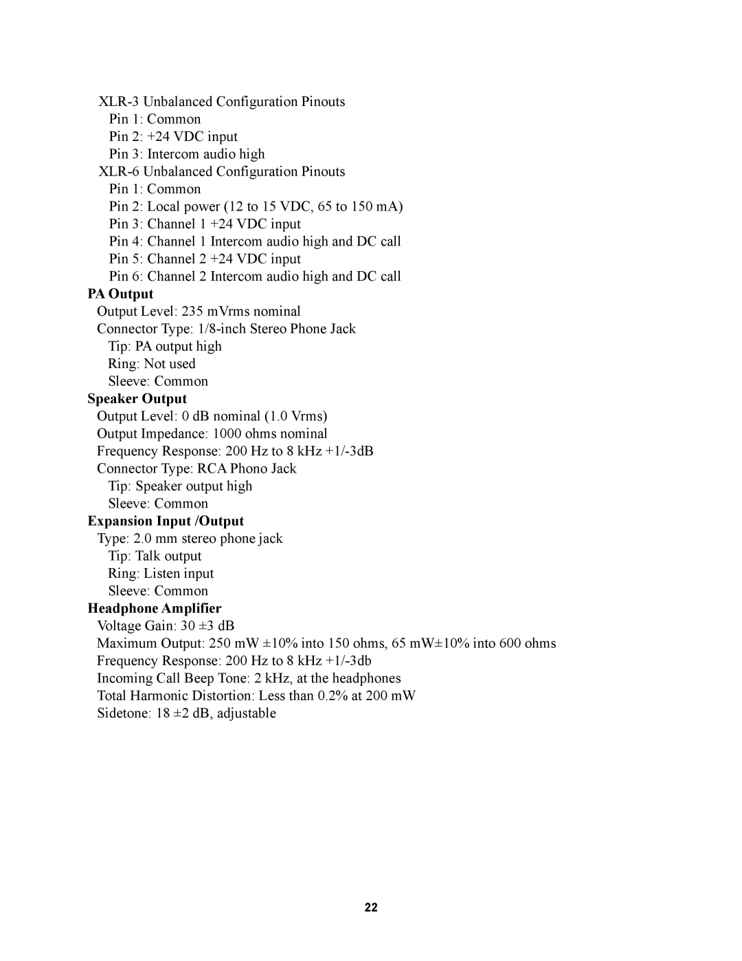 Telex MS2002 manual Expansion Input /Output 