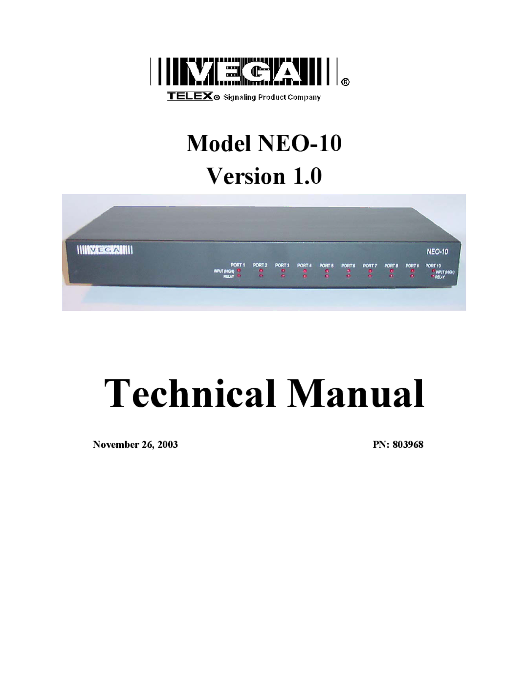 Telex NEO-10 technical manual Technical Manual 