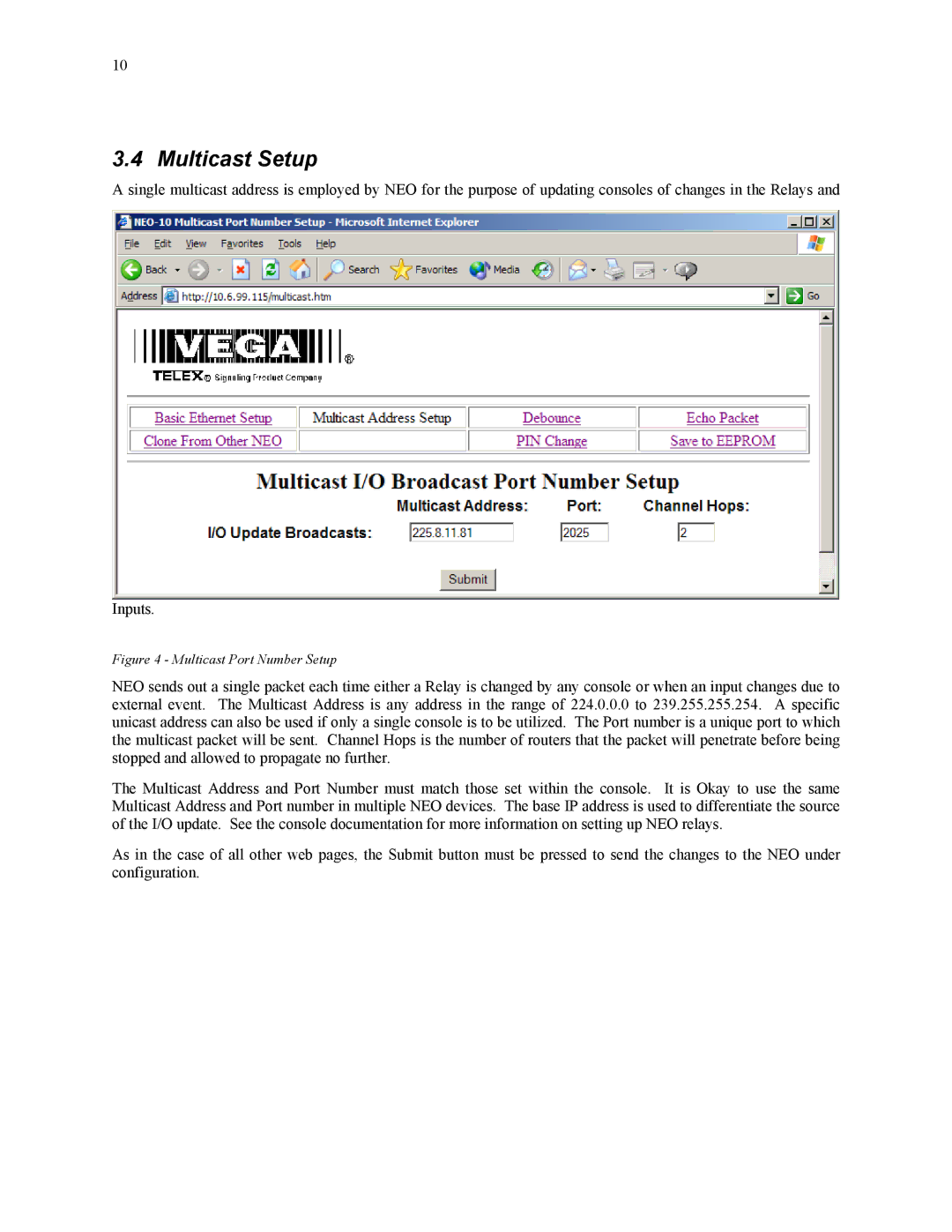 Telex NEO-10 technical manual Multicast Setup, Multicast Port Number Setup 