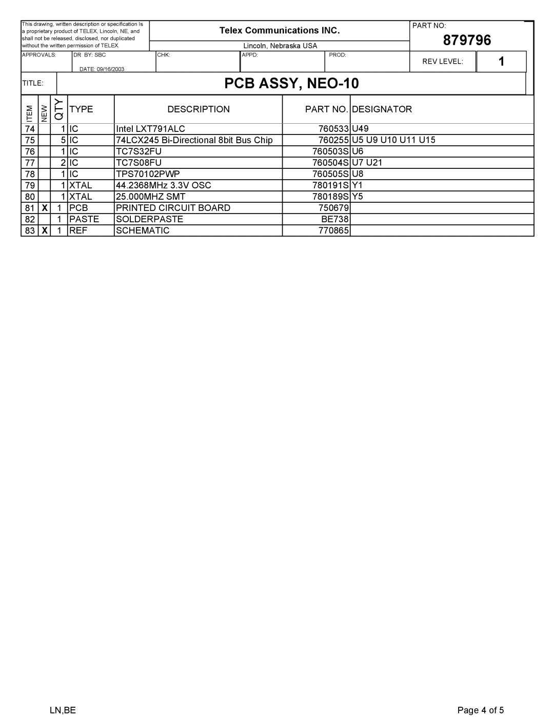 Telex NEO-10 technical manual TC7S32FU 