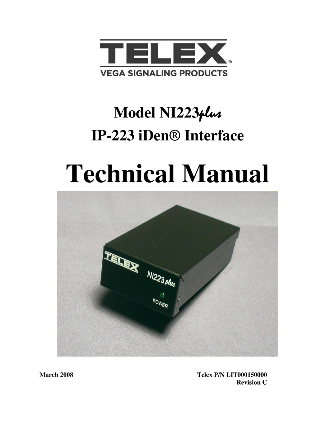 Telex NI-223 Plus technical manual Technical Manual 