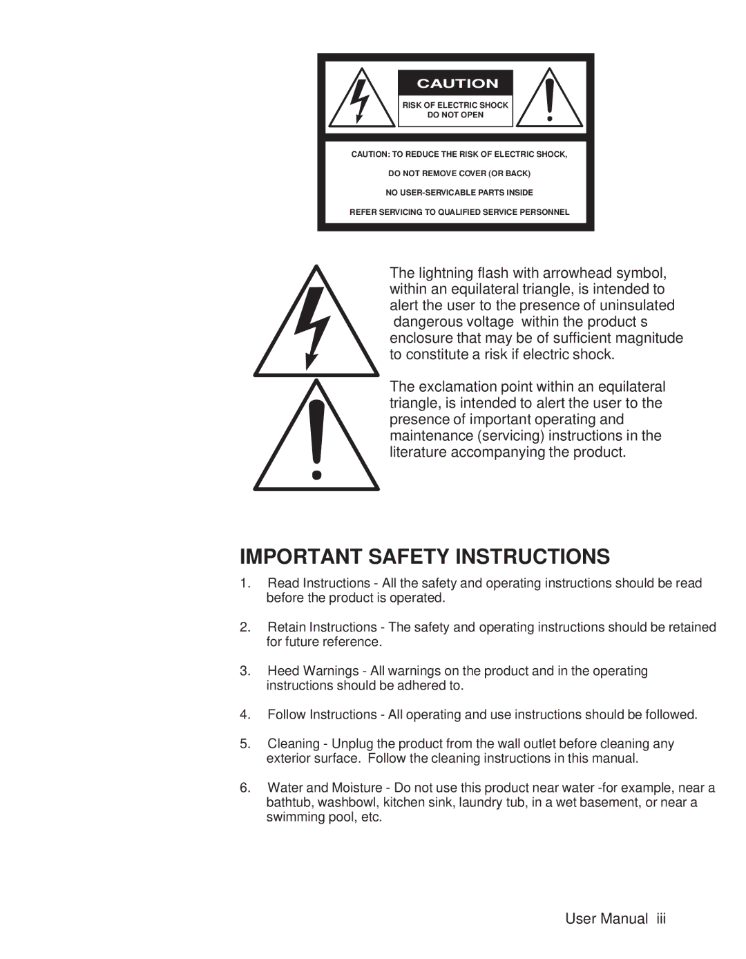 Telex P170 user manual Important Safety Instructions 