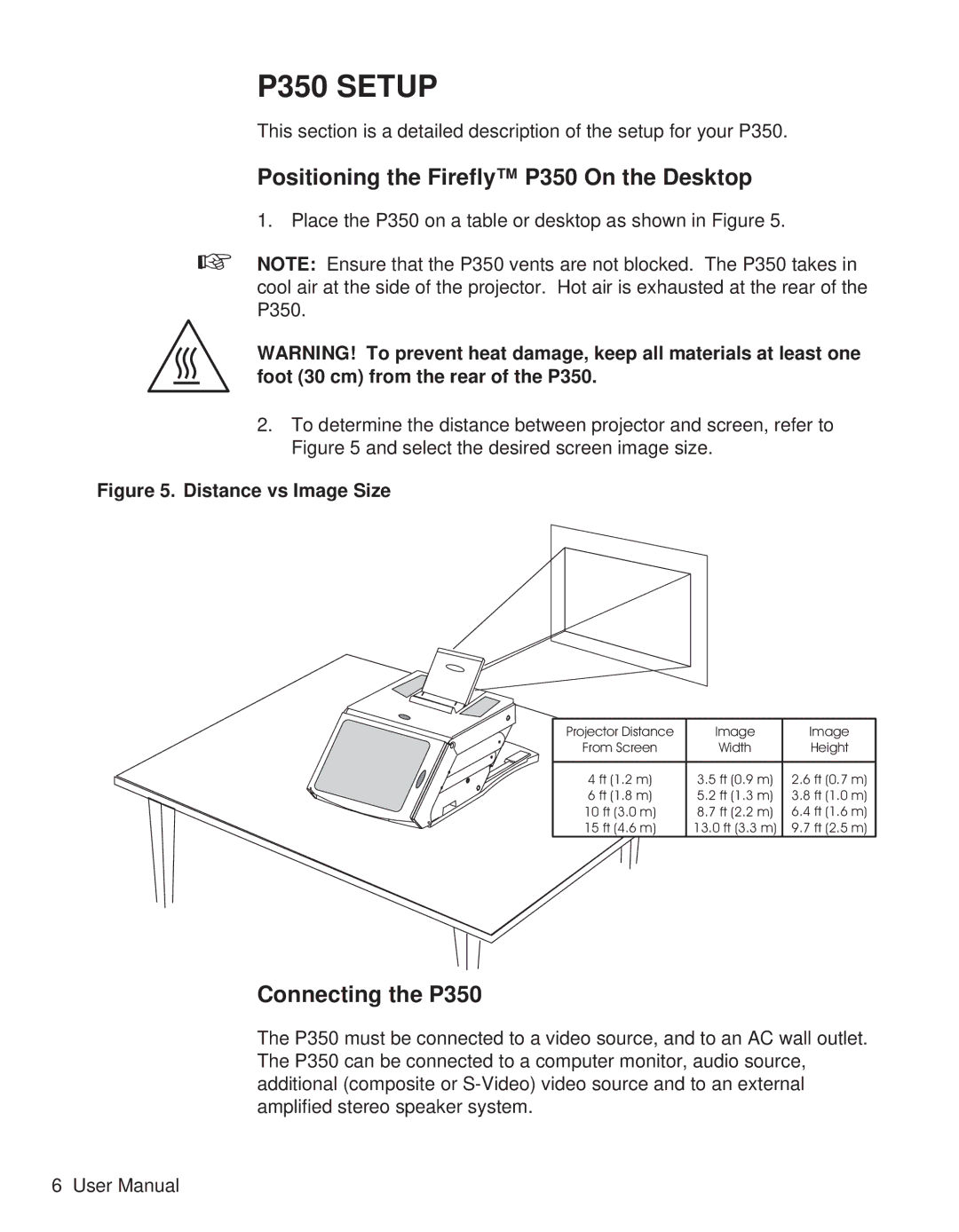 Telex user manual P350 Setup, Positioning the Firefly P350 On the Desktop, Connecting the P350 