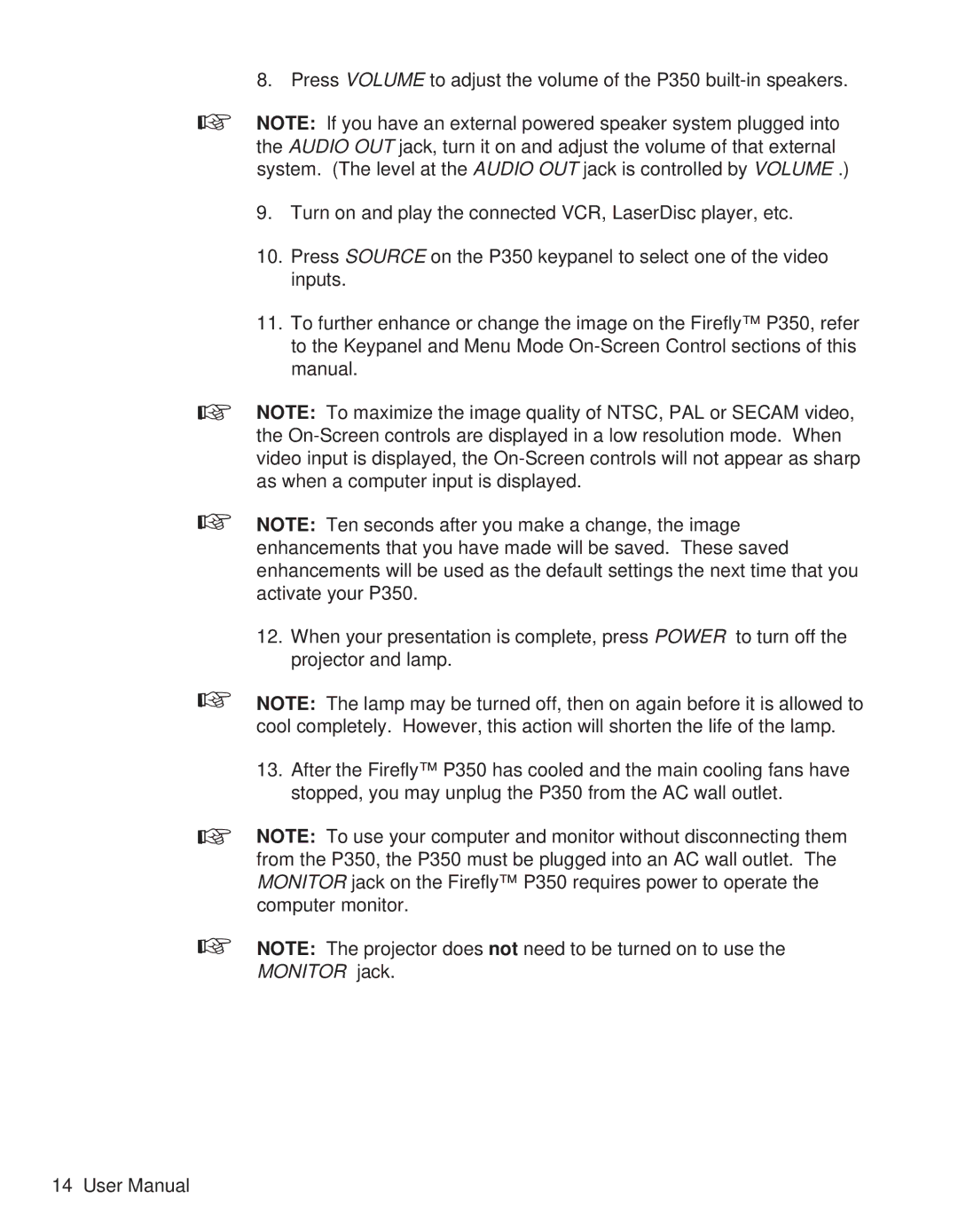 Telex P350 user manual 