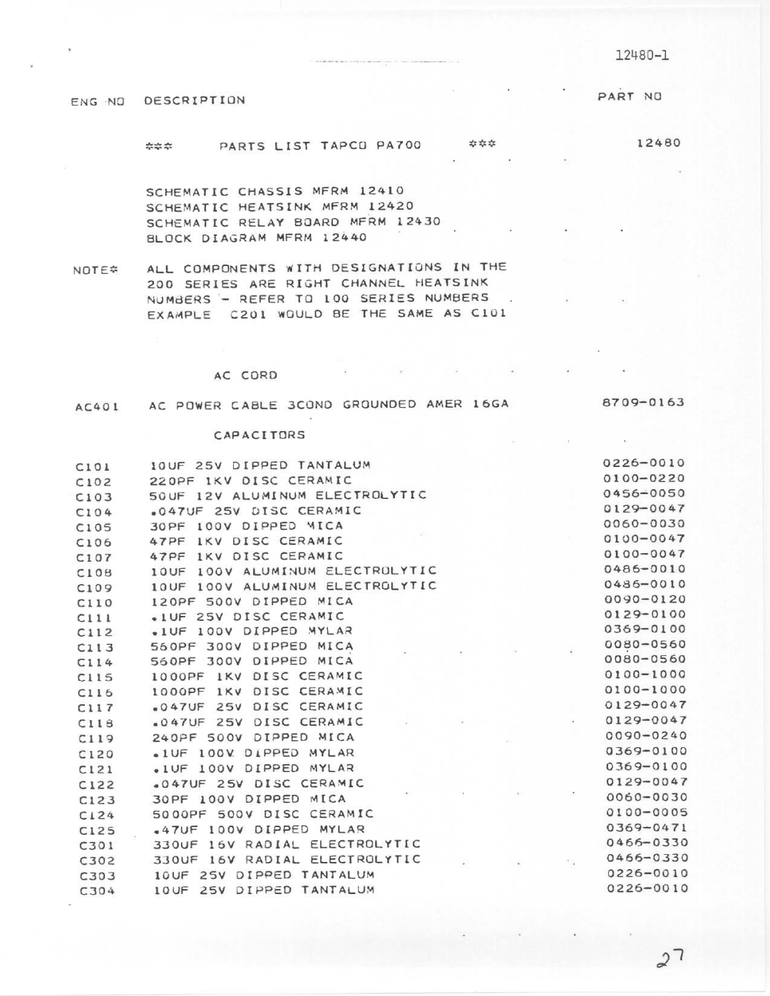 Telex PA-700 manual 