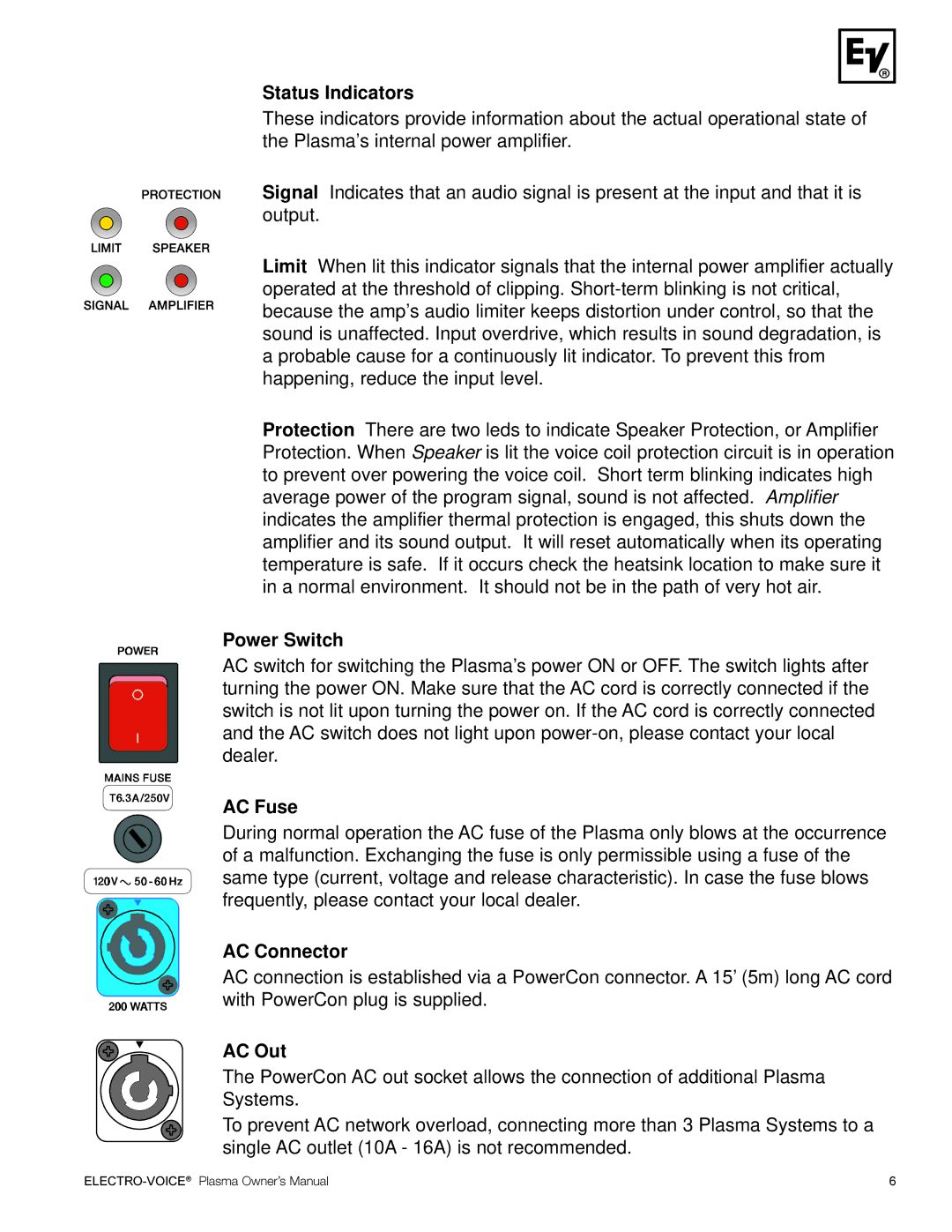 Telex Plasma Series manual Status Indicators 