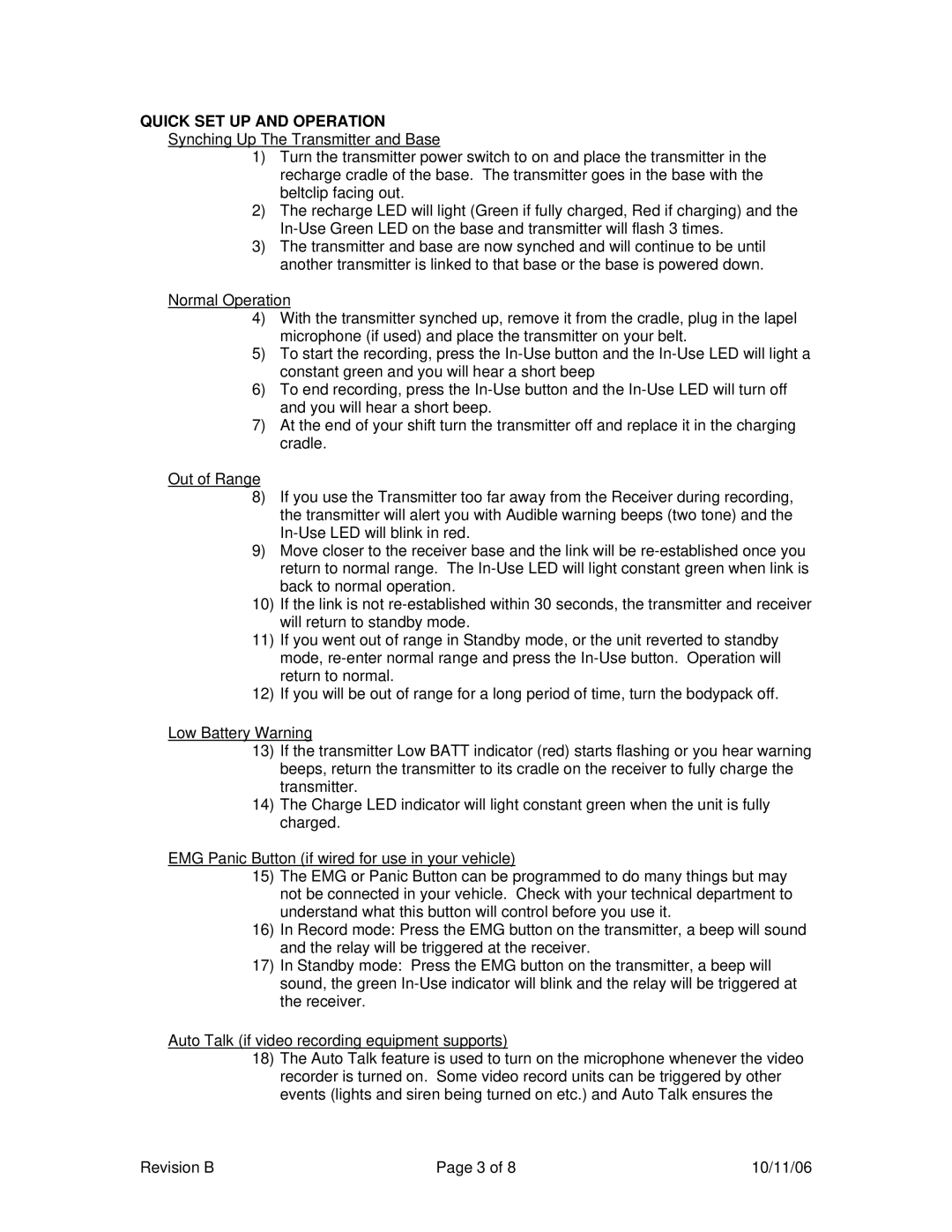 Telex PW24-2 manual Quick SET UP and Operation 