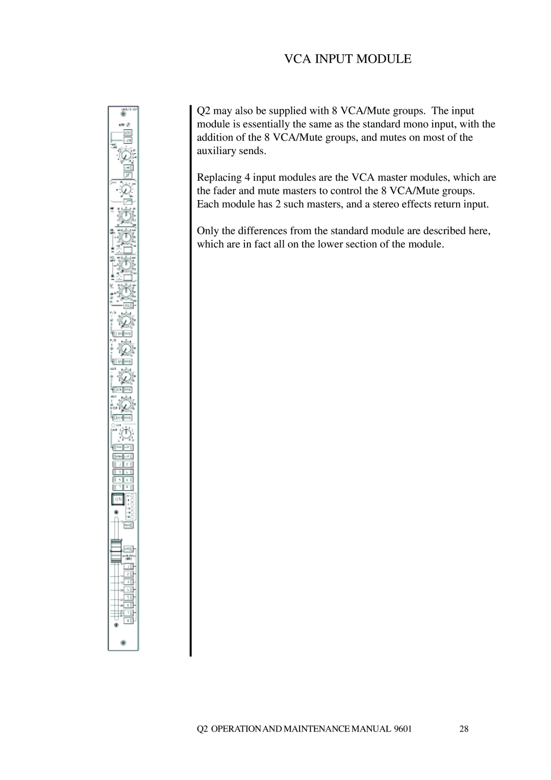 Telex Q II - FOH specifications VCA Input Module 