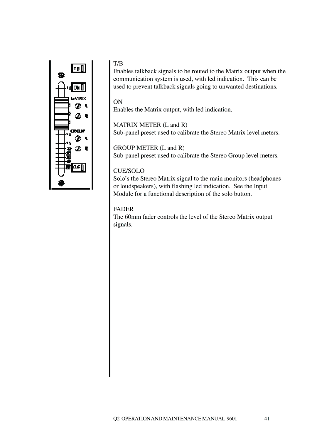 Telex Q II - FOH specifications Cue/Solo 