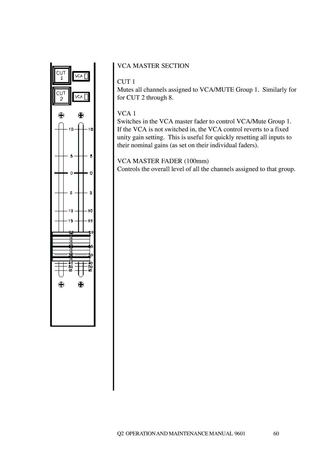 Telex Q II - FOH specifications VCA Master Section CUT, Vca 