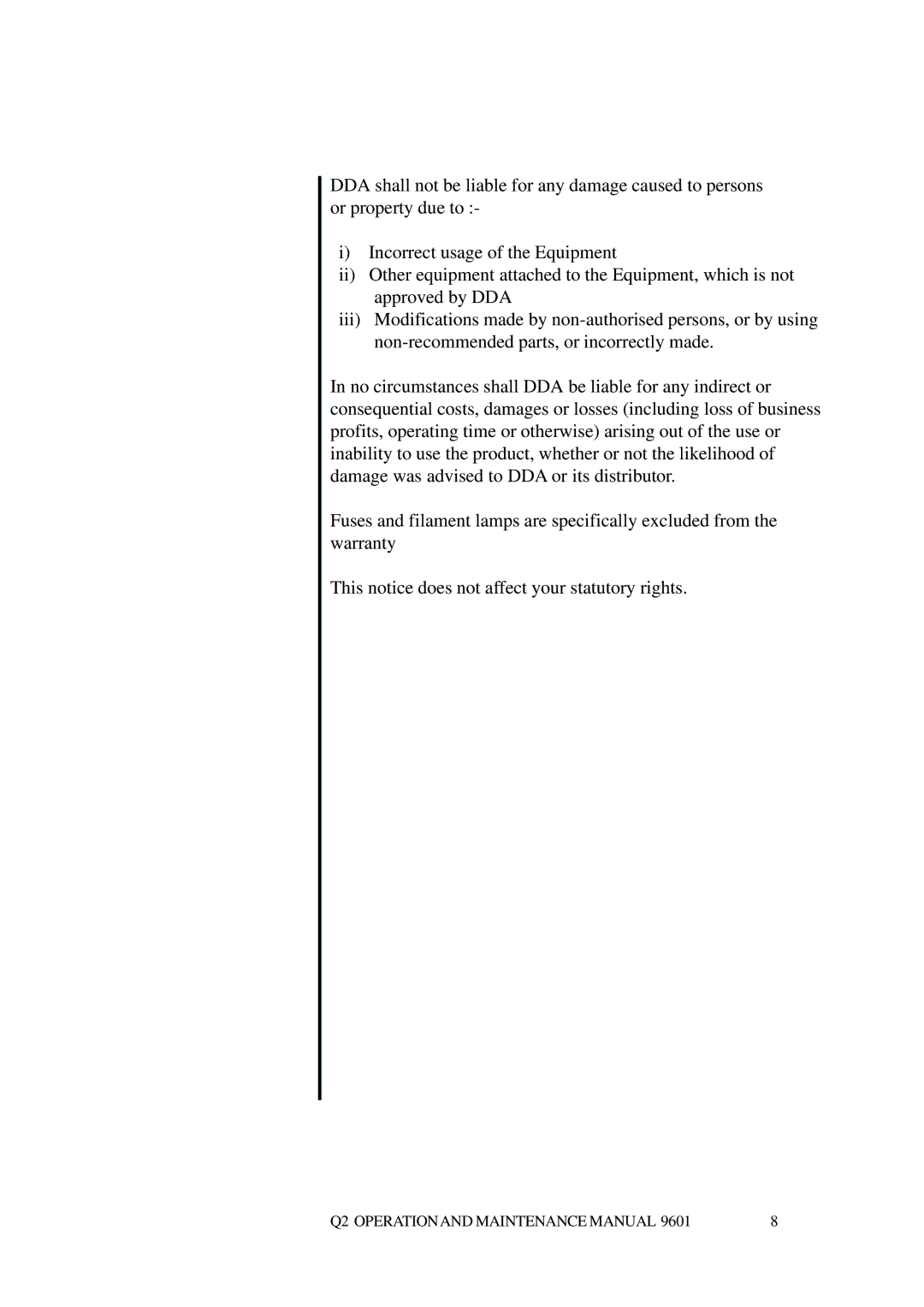 Telex Q II - FOH specifications Q2 Operationand Maintenance Manual 