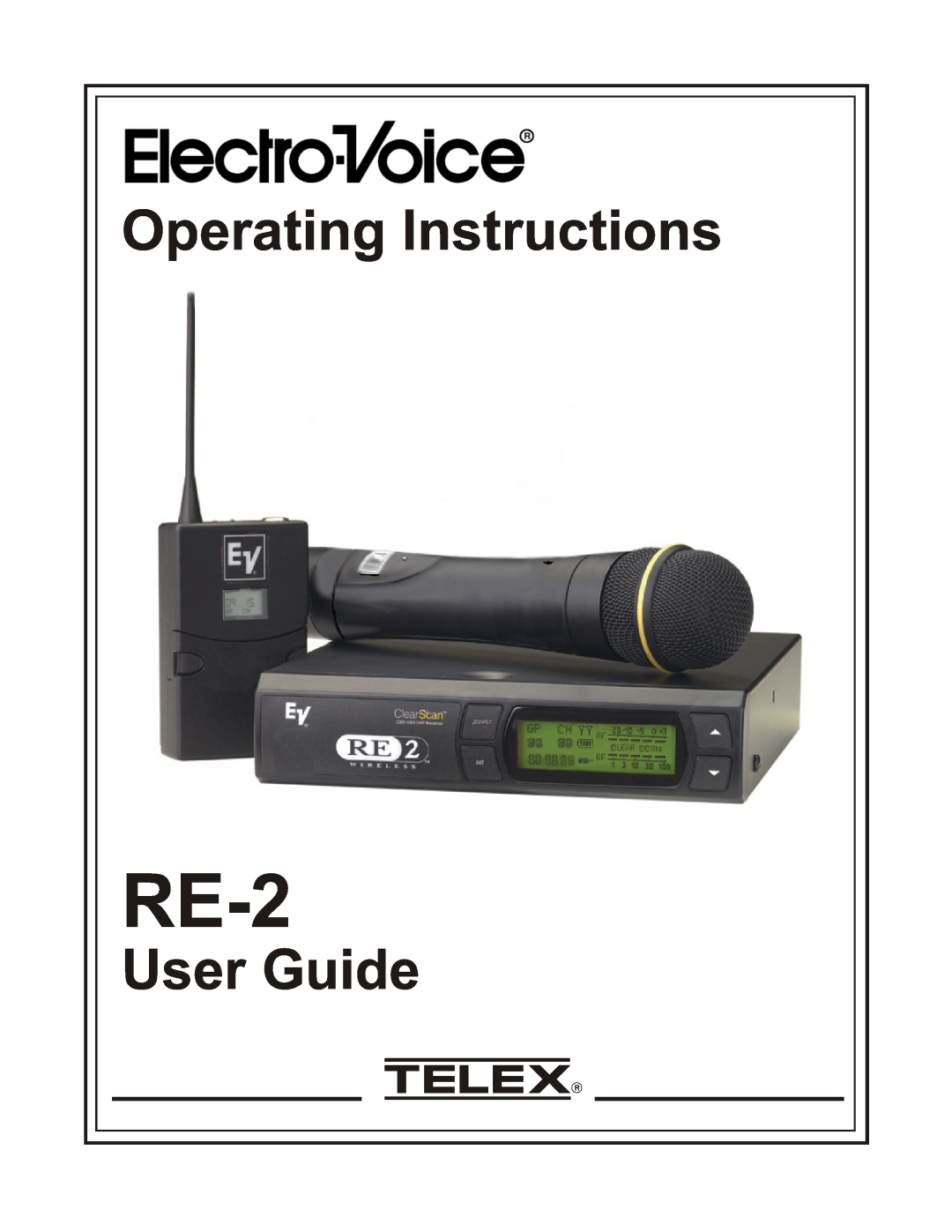 Telex RE-2 manual Operating Instructions, User Guide 