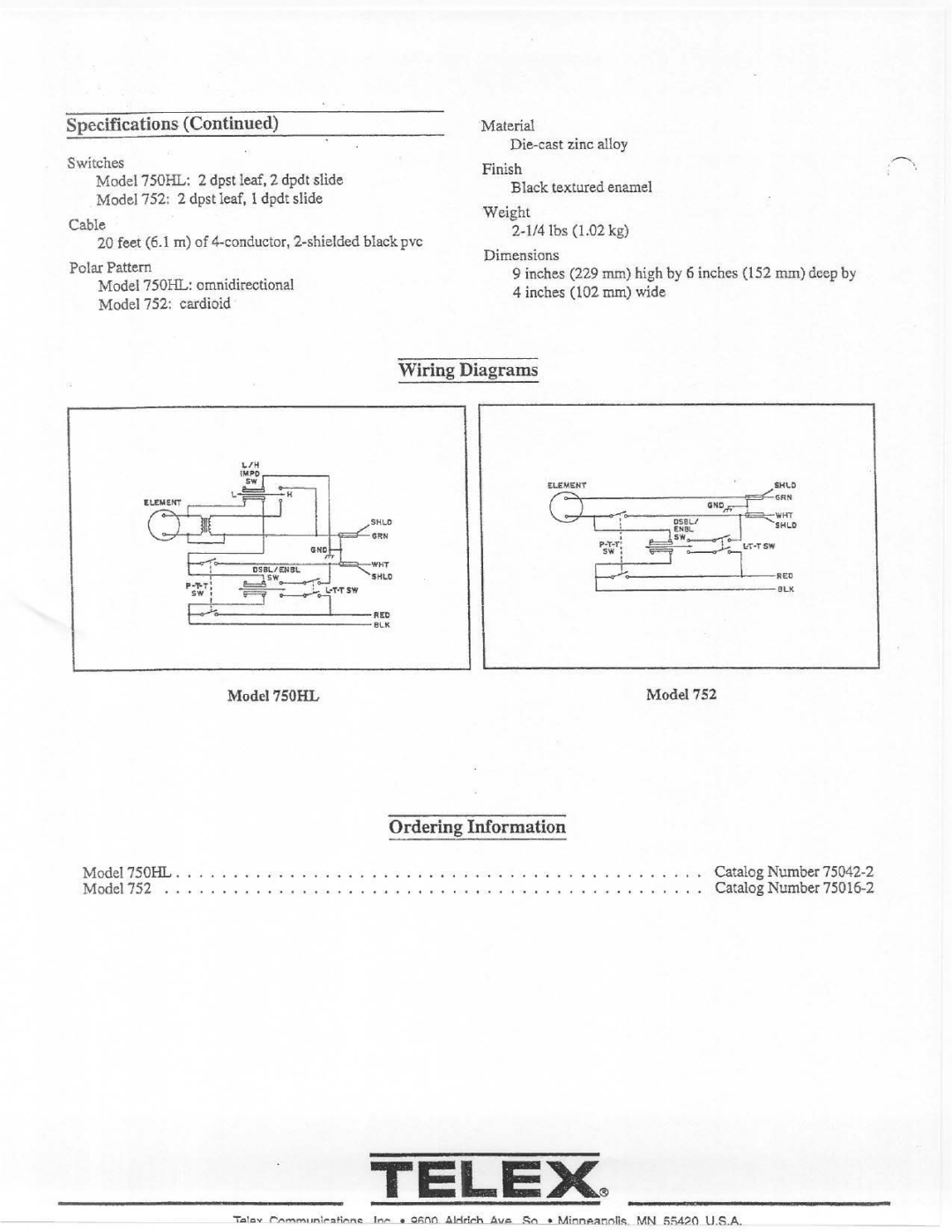 Telex Series 750 manual 