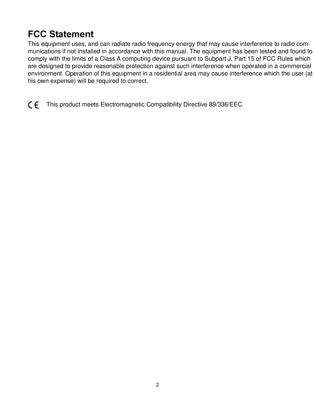 Telex SS-2002RM, SS-1002 manual FCC Statement 