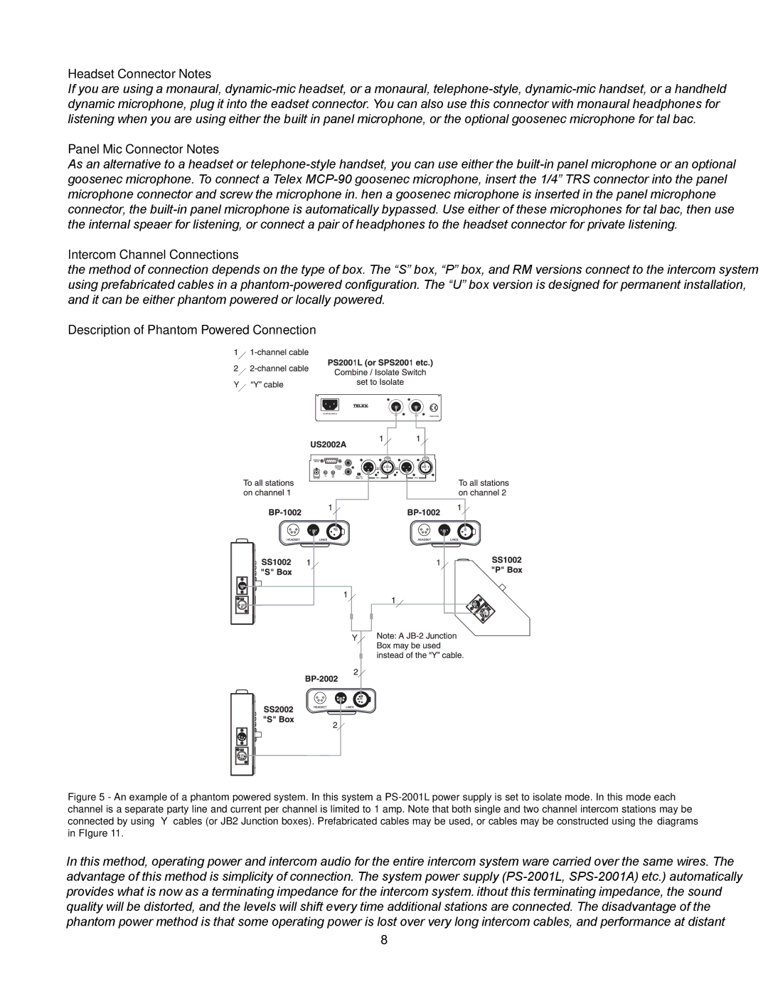 Telex SS-2002RM, SS-1002 manual Headset Connector Notes, Panel Mic Connector Notes, Intercom Channel Connections 