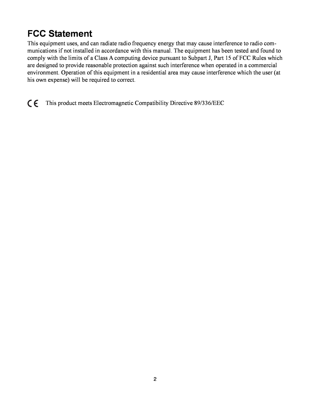 Telex SS-2002RM, SS-1002 manual FCC Statement 