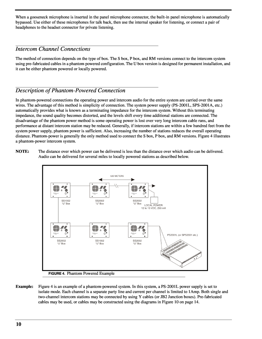 Telex SS-1002 technical manual Intercom Channel Connections, Description of Phantom-PoweredConnection 