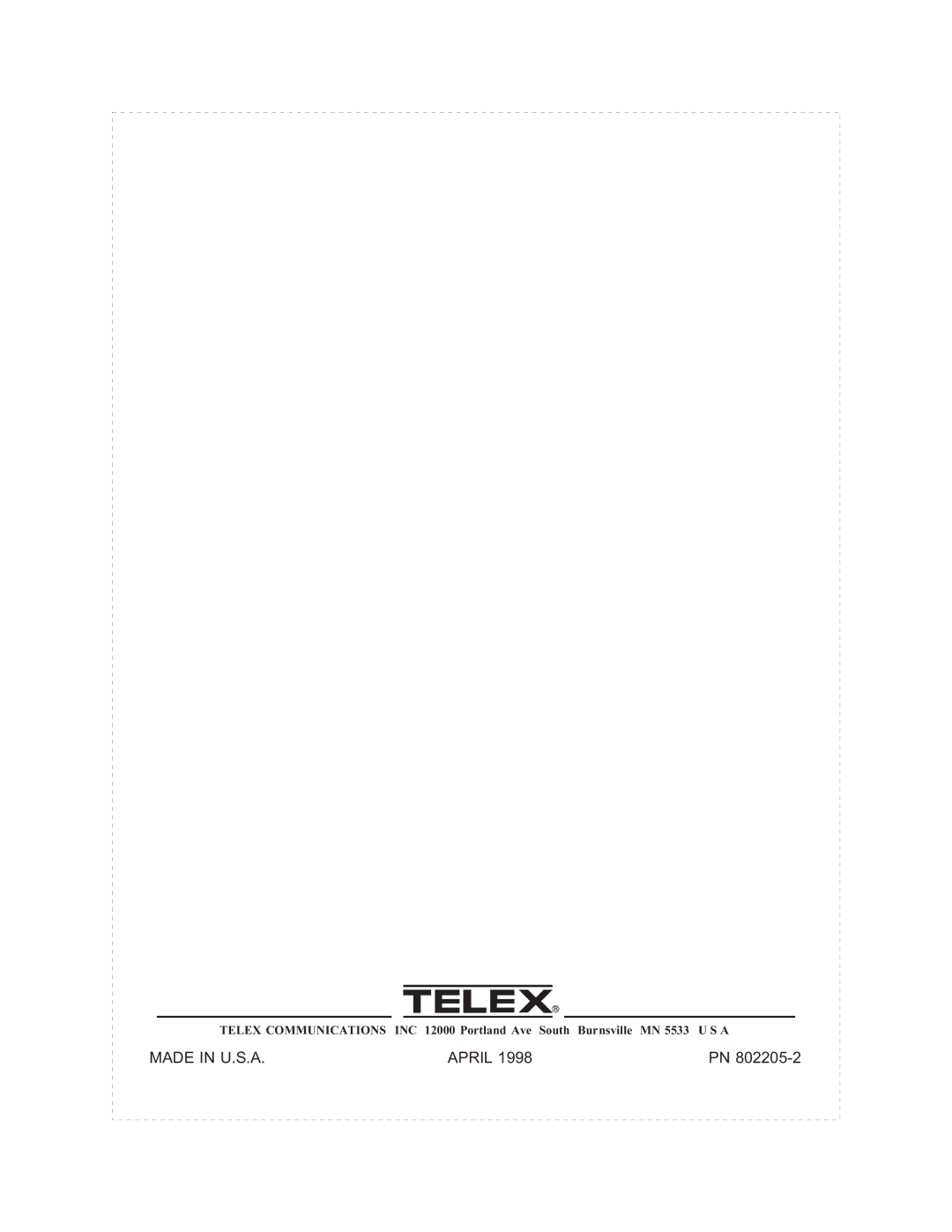 Telex tr-200p operating instructions Made in U.S.A 