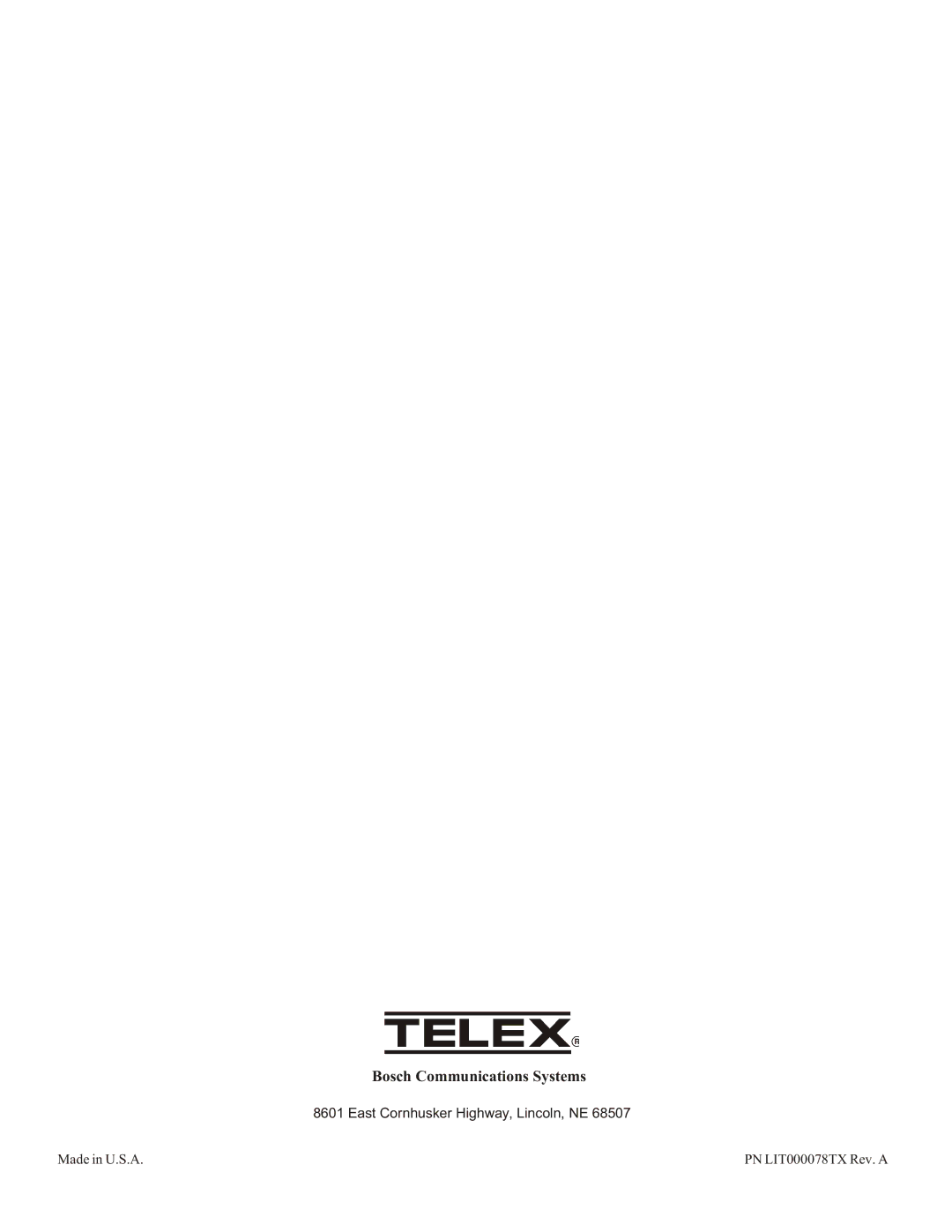 Telex BTR-24 manual Bosch Communications Systems 