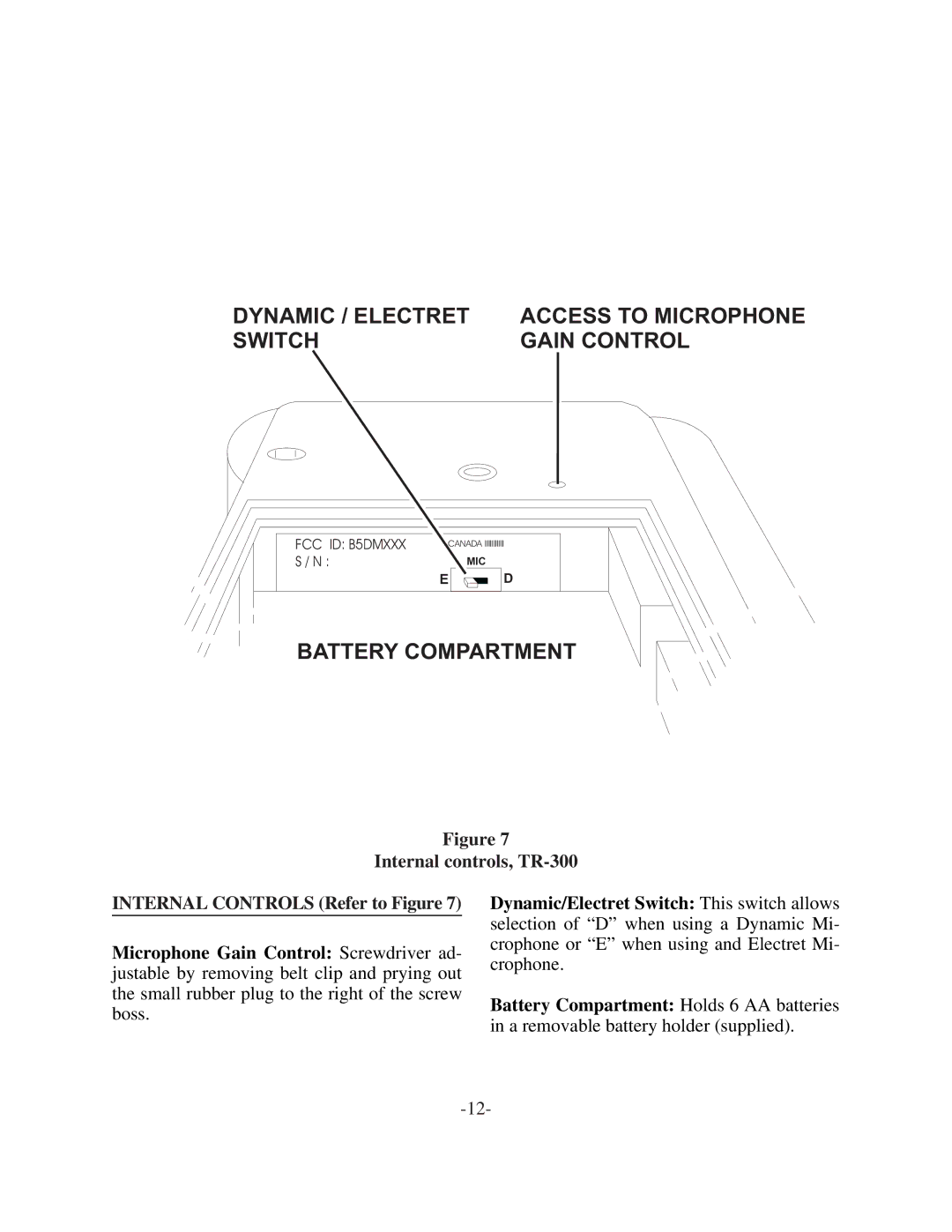 Telex BTR-300 operating instructions Dynamic / Electret 