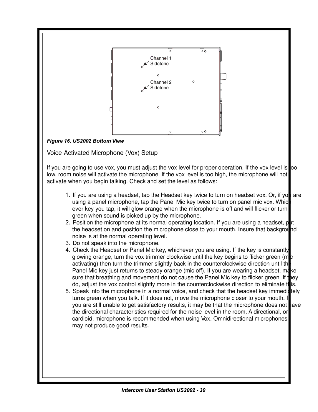 Telex manual US2002 Bottom View 