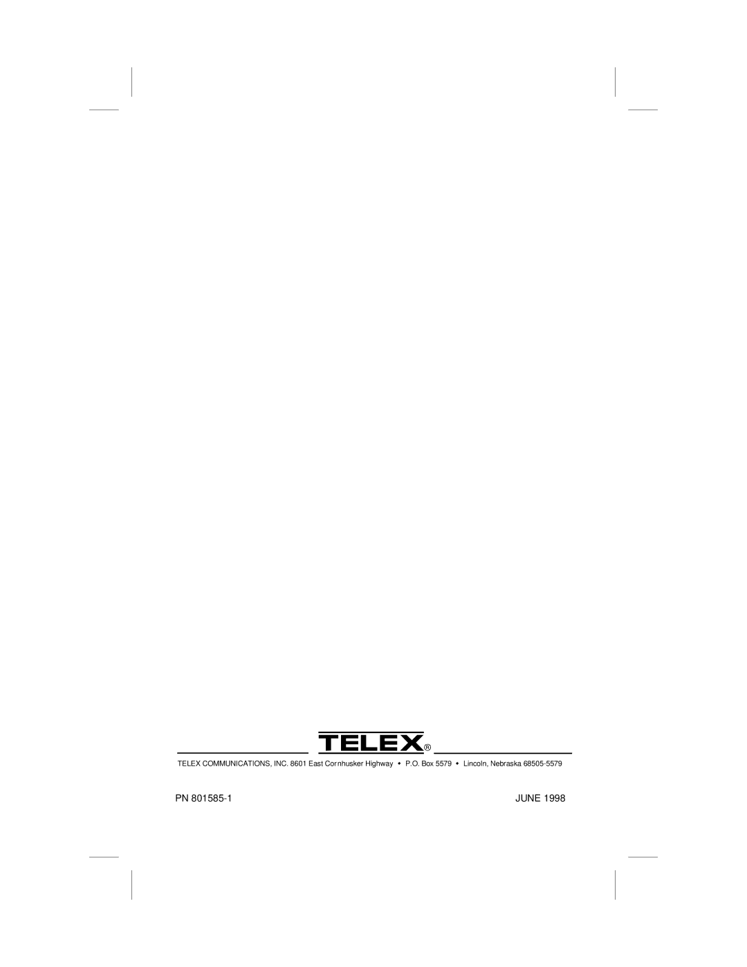 Telex USR-100 operating instructions June 