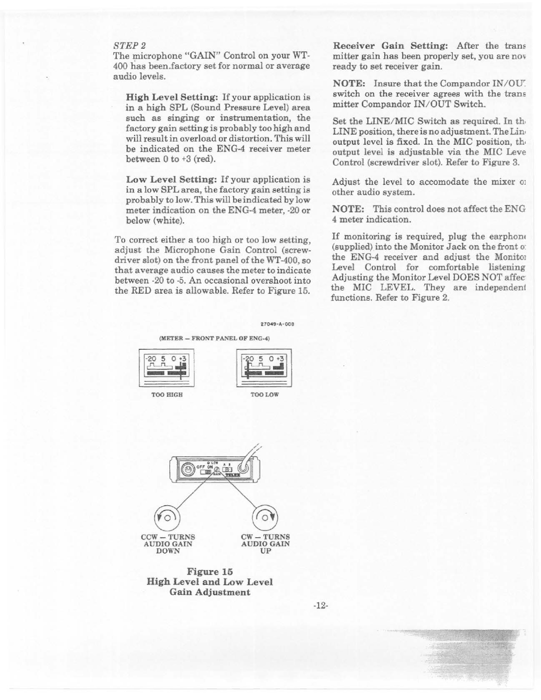 Telex ENG-4, WT-400 manual 