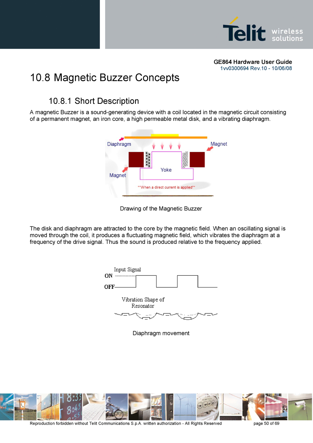 Telit Wireless Solutions GE864 manual Magnetic Buzzer Concepts, Short Description 