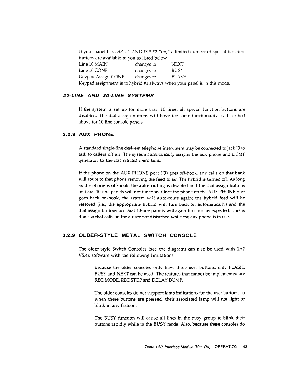 Telos 1A2 manual 