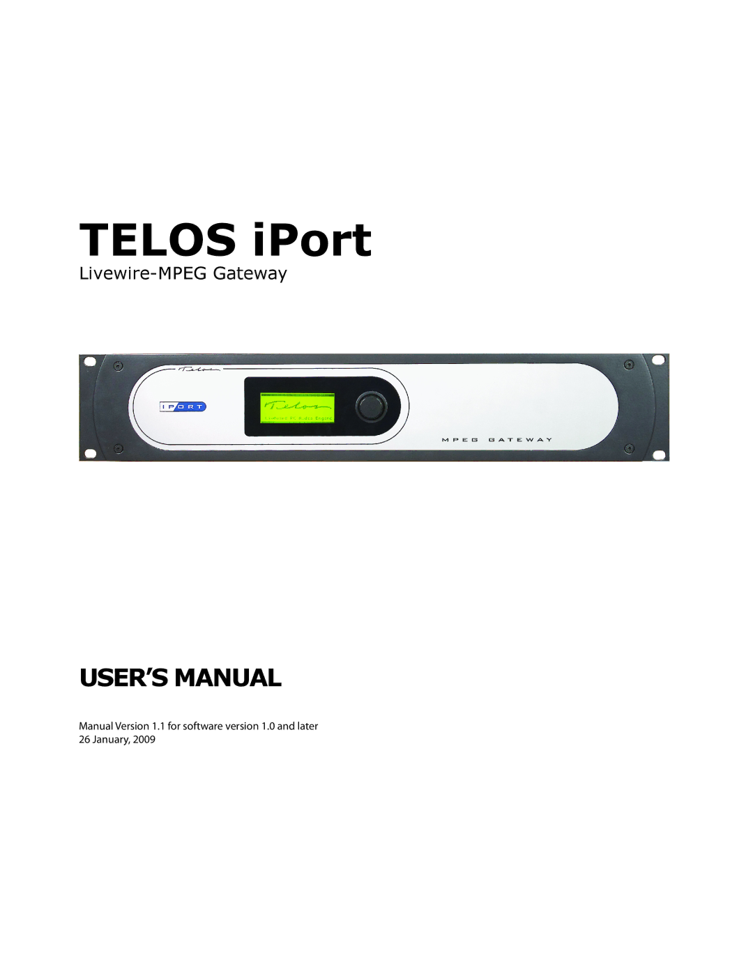 Telos user manual Telos iPort 