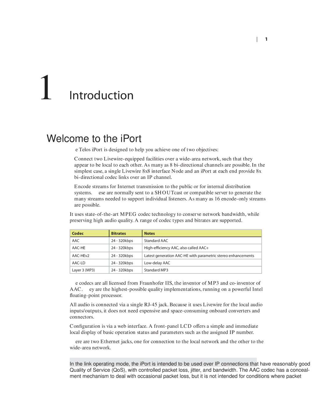 Telos user manual Introduction, Welcome to the iPort 