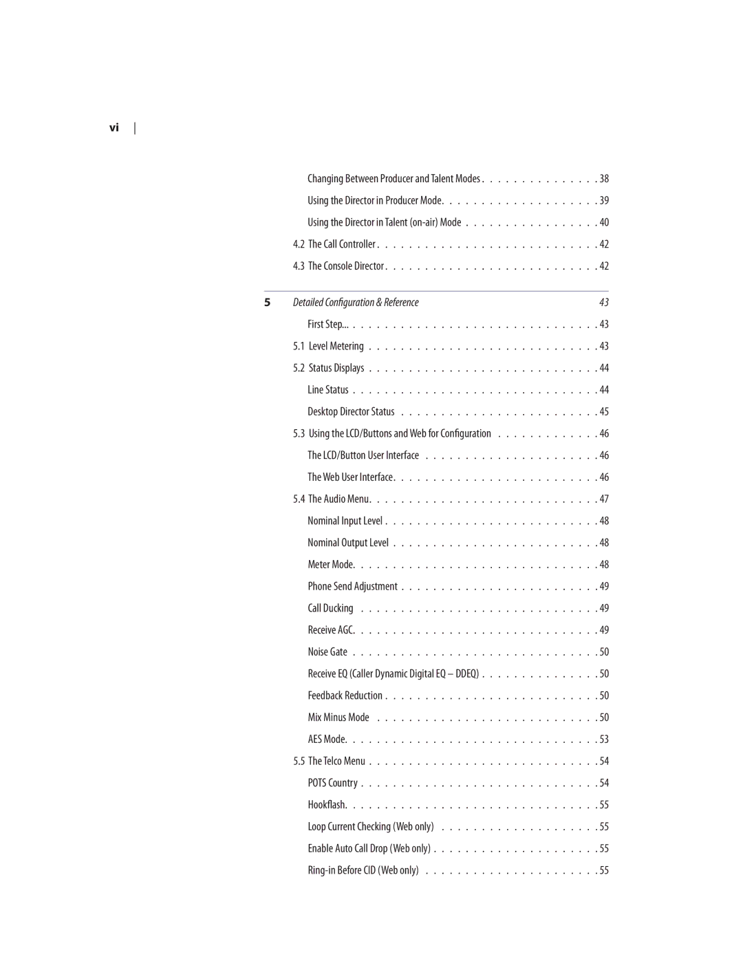 Telos NX12 user manual Detailed Configuration & Reference 