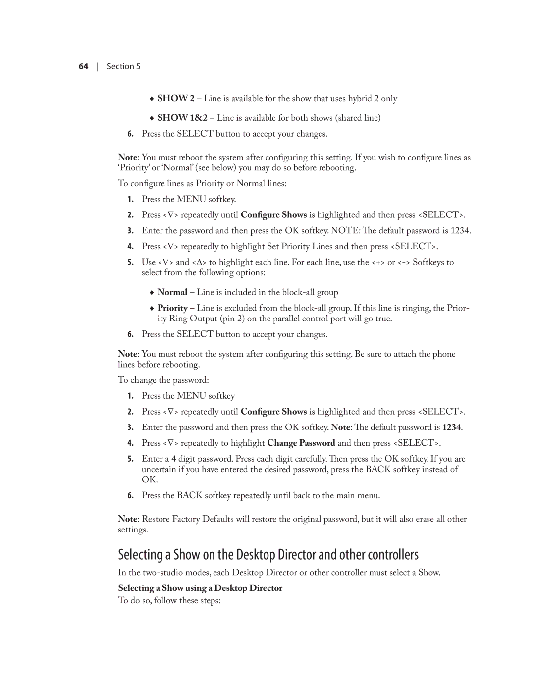 Telos NX12 user manual Selecting a Show using a Desktop Director 