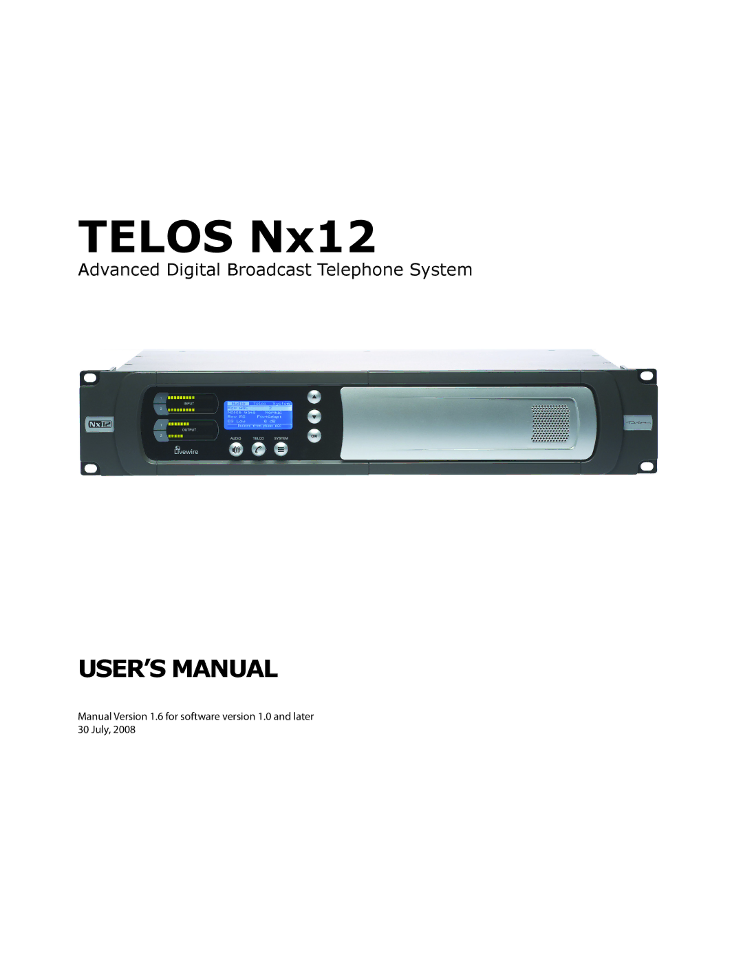 Telos NX12 user manual Telos Nx12 