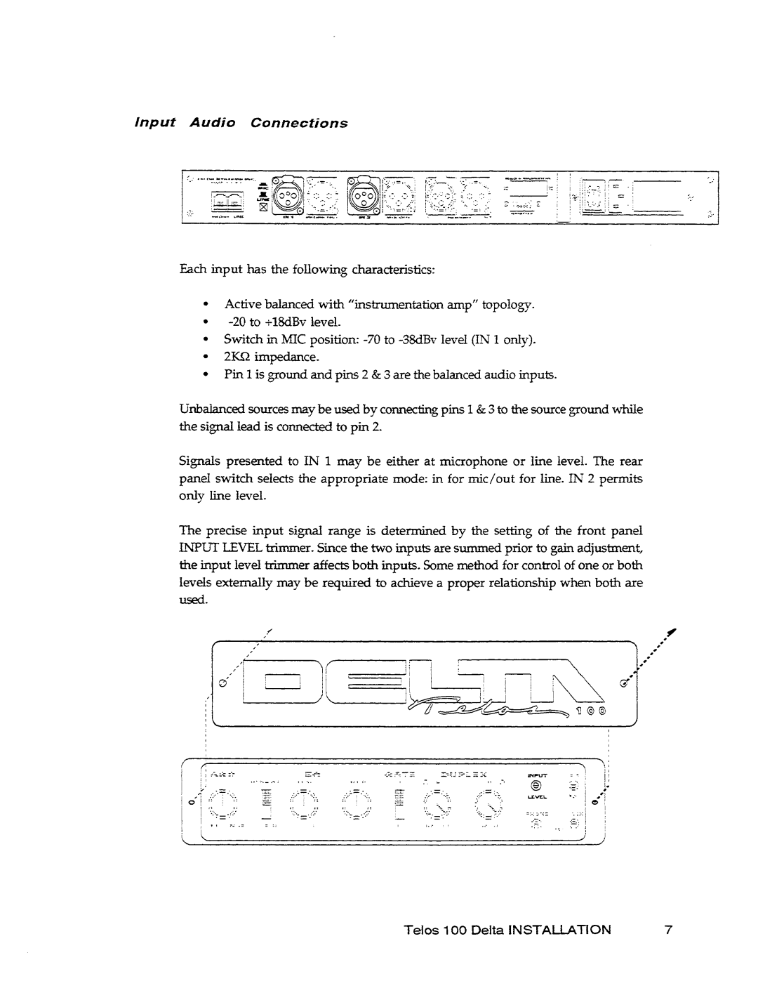 Telos Telos 100 Delta manual 