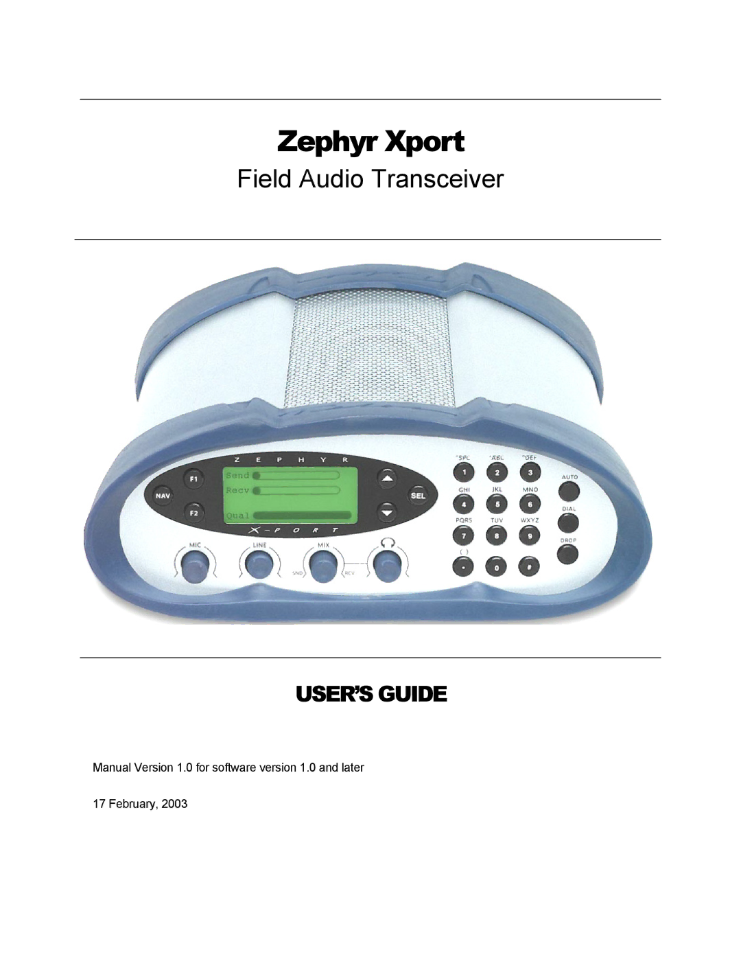 Telos Zephyr Xport manual 