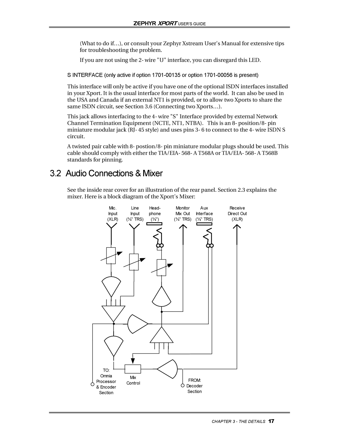 Telos Zephyr Xport manual Audio Connections & Mixer, Input 