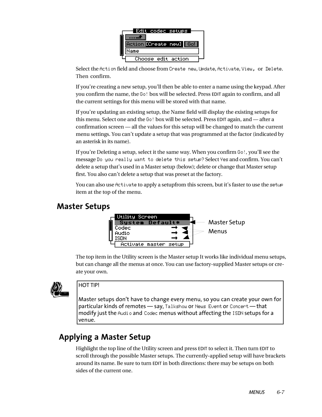 Telos ZephyrExpress user manual Master Setups, Applying a Master Setup 