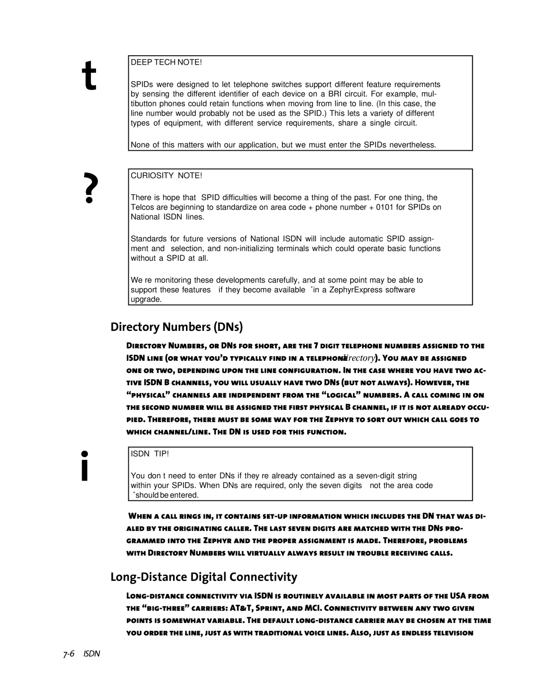 Telos ZephyrExpress user manual Directory Numbers DNs, Long-Distance Digital Connectivity 