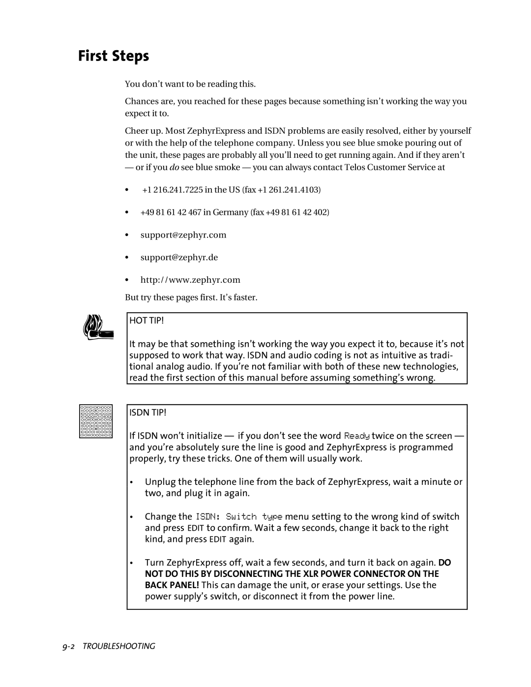 Telos ZephyrExpress user manual First Steps 