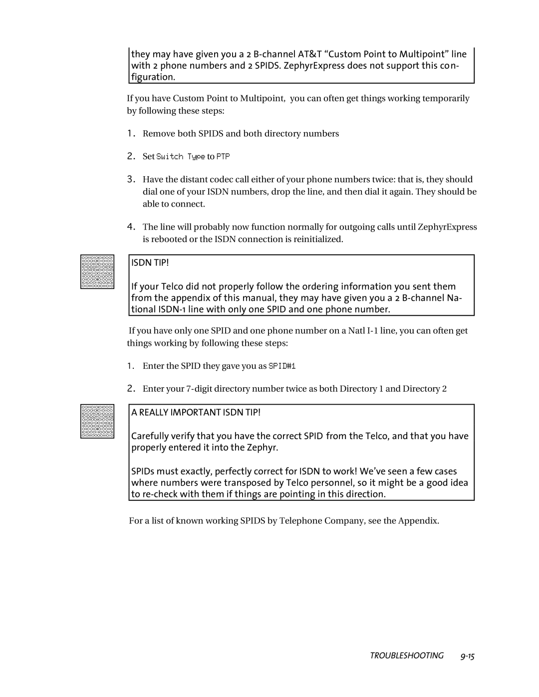 Telos ZephyrExpress user manual Really Important Isdn TIP 