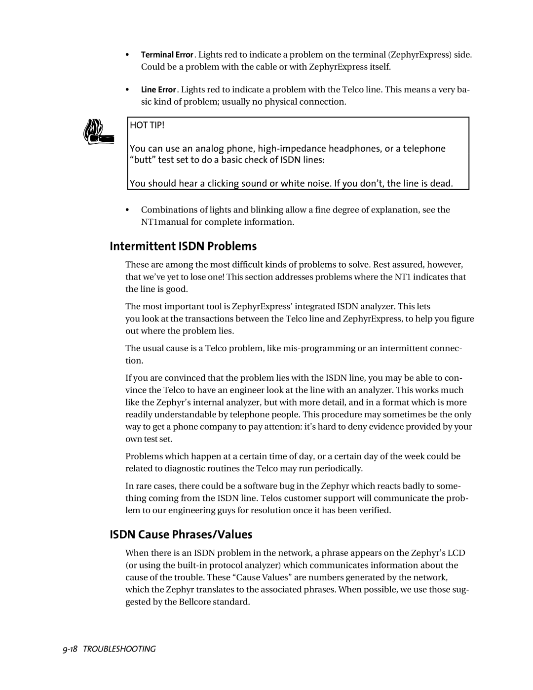 Telos ZephyrExpress user manual Intermittent Isdn Problems, Isdn Cause Phrases/Values 