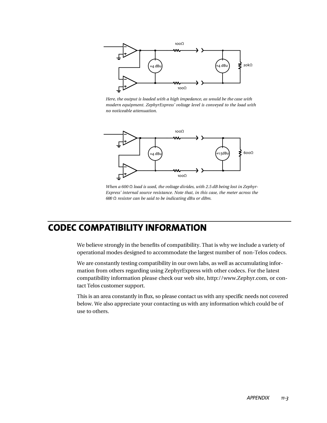 Telos ZephyrExpress user manual Codec Compatibility Information 