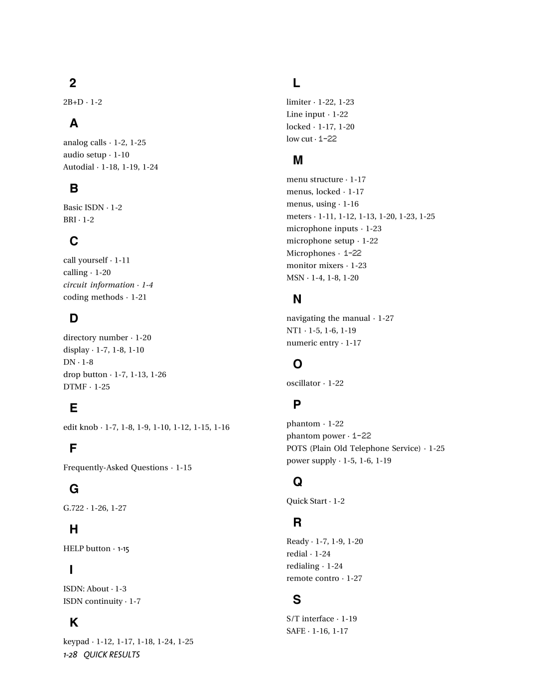 Telos ZephyrExpress user manual Circuit information · 1-4 coding methods · 